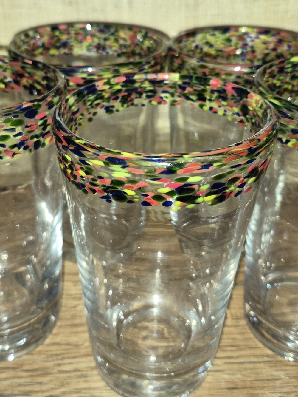 5 Handmade Mexican confetti rock tumbler glasses, Like New, Fiestaware - Picture 3 of 4